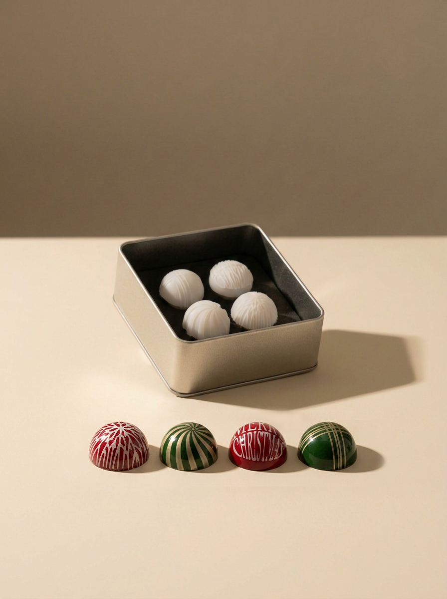 Set de sellos de silicona navideños de Andrey Dubovik para bombones de chocolate con estampado de Merry Christmas y motivos festivos